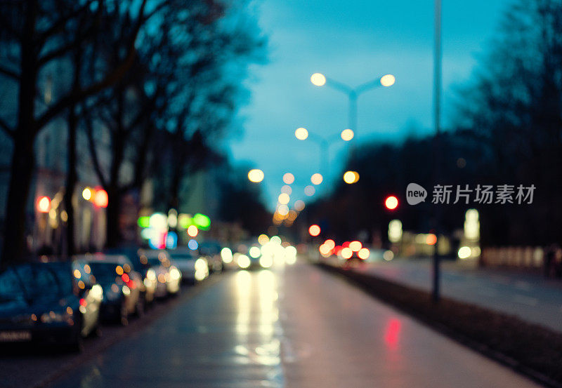 Ungererstraße蓝色小时，Traffic Bokeh